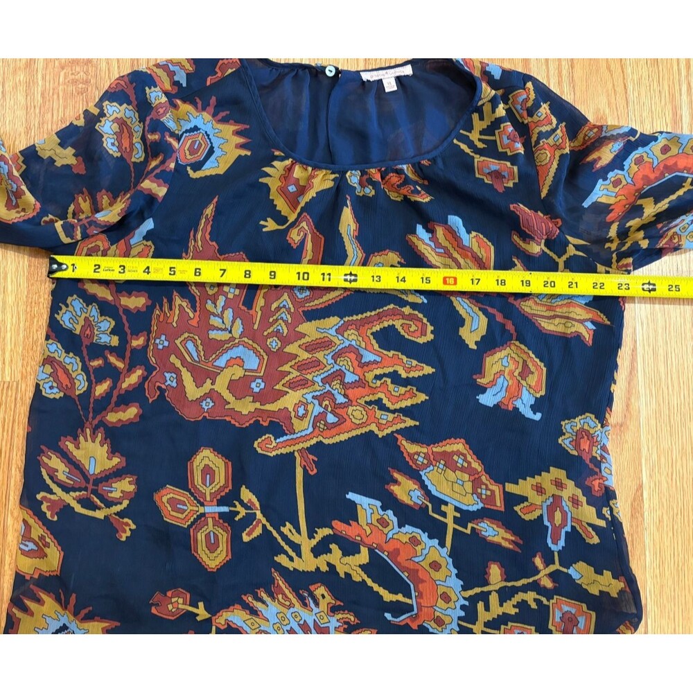 GIBSON LATIMER blouse Women's Size XL Floral Top Boho Chic Sheer 3/4 Sleeves - Picture 3 of 10